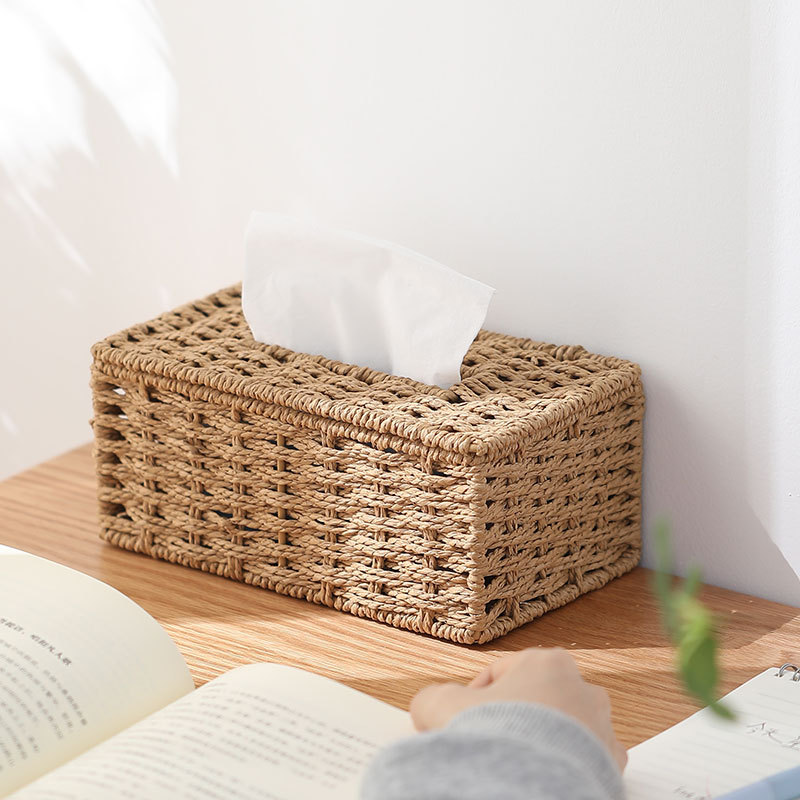 Large Woven Paper Rope Tissue Box Cover