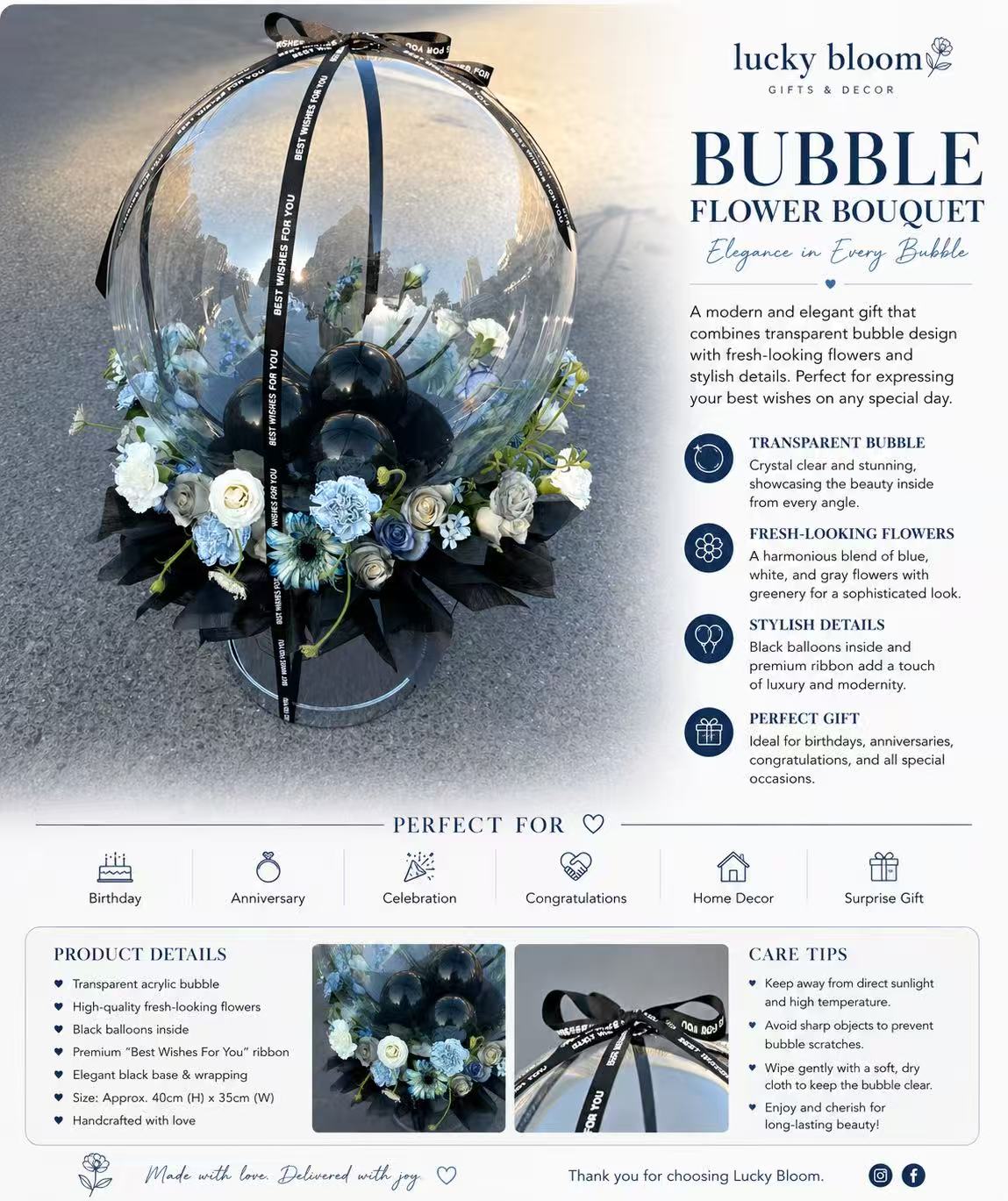 Midnight Black Bubble Bouquet
