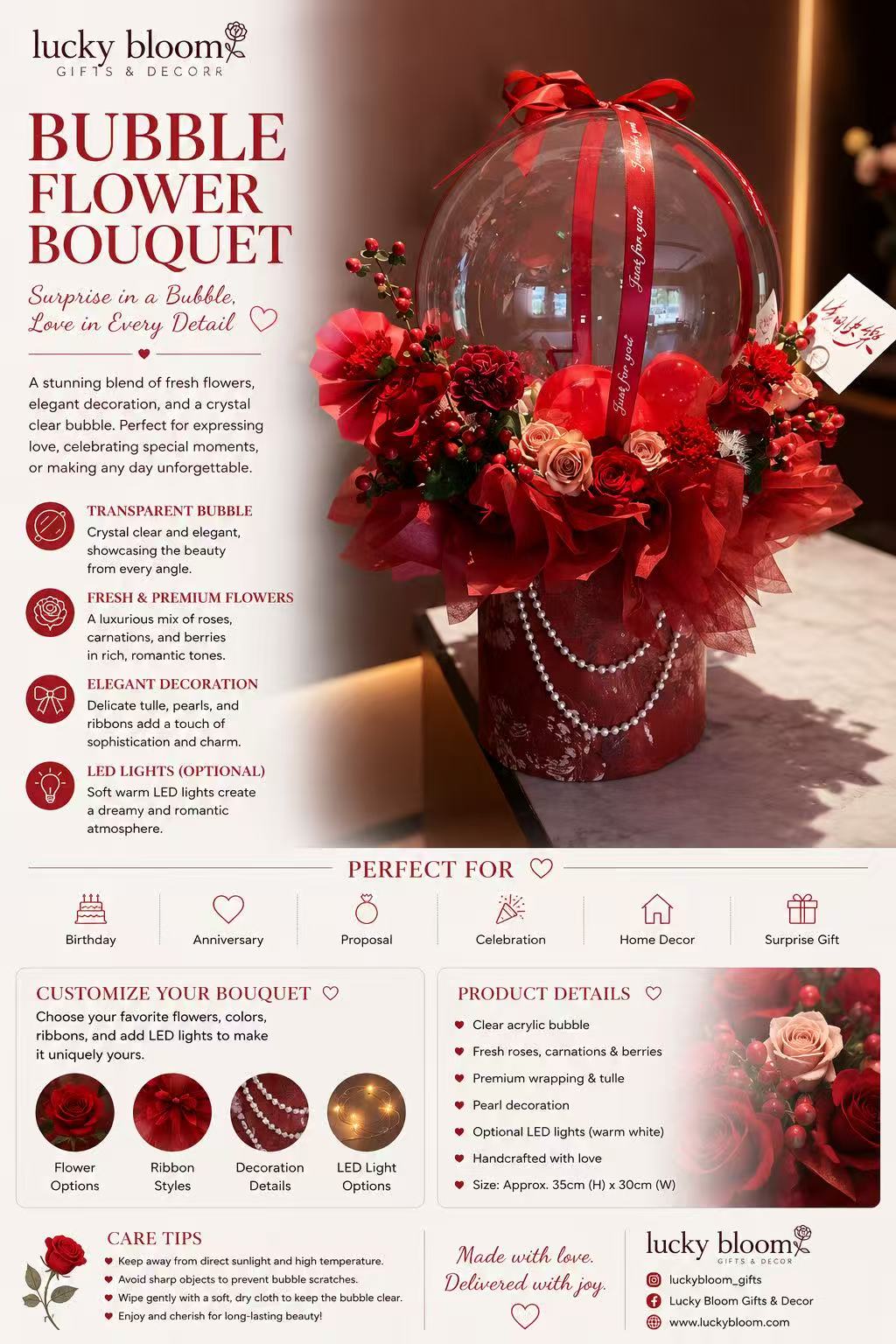 Midnight Romance Bubble Bouquet