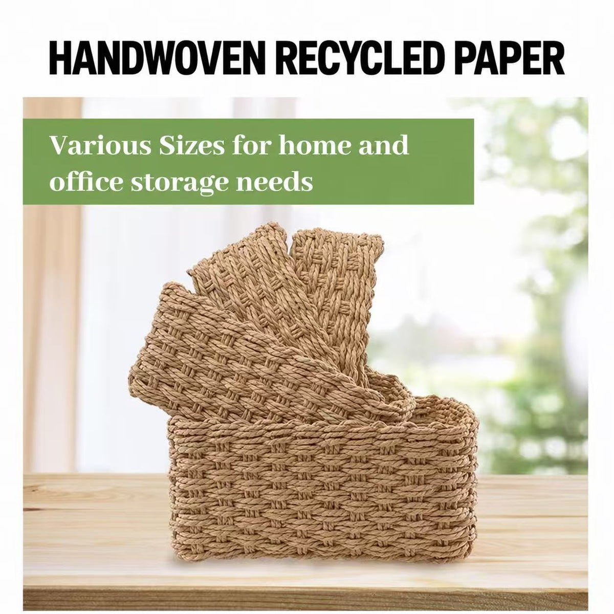 Rectangular Paper Rope Storage Basket