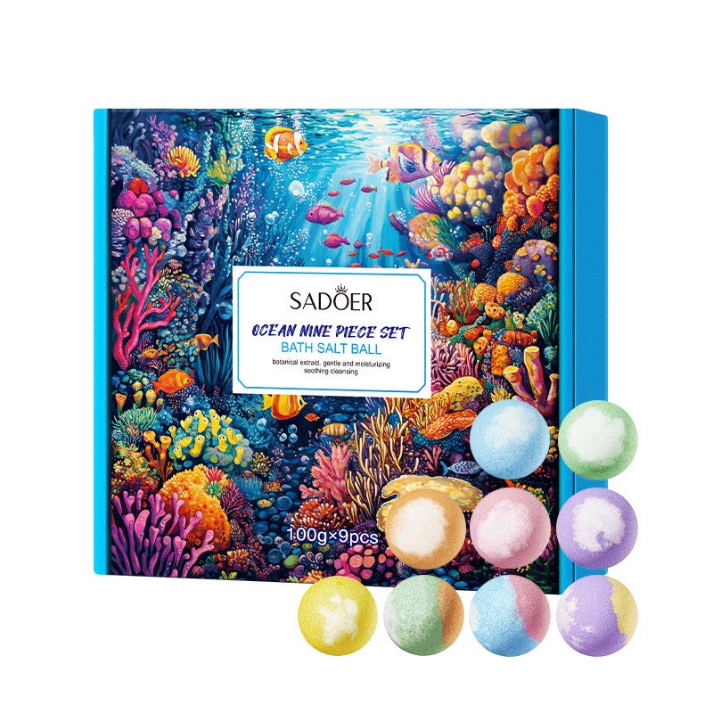 SADOER Ocean-Inspired Bath Bomb Gift Set – 9 × 100g