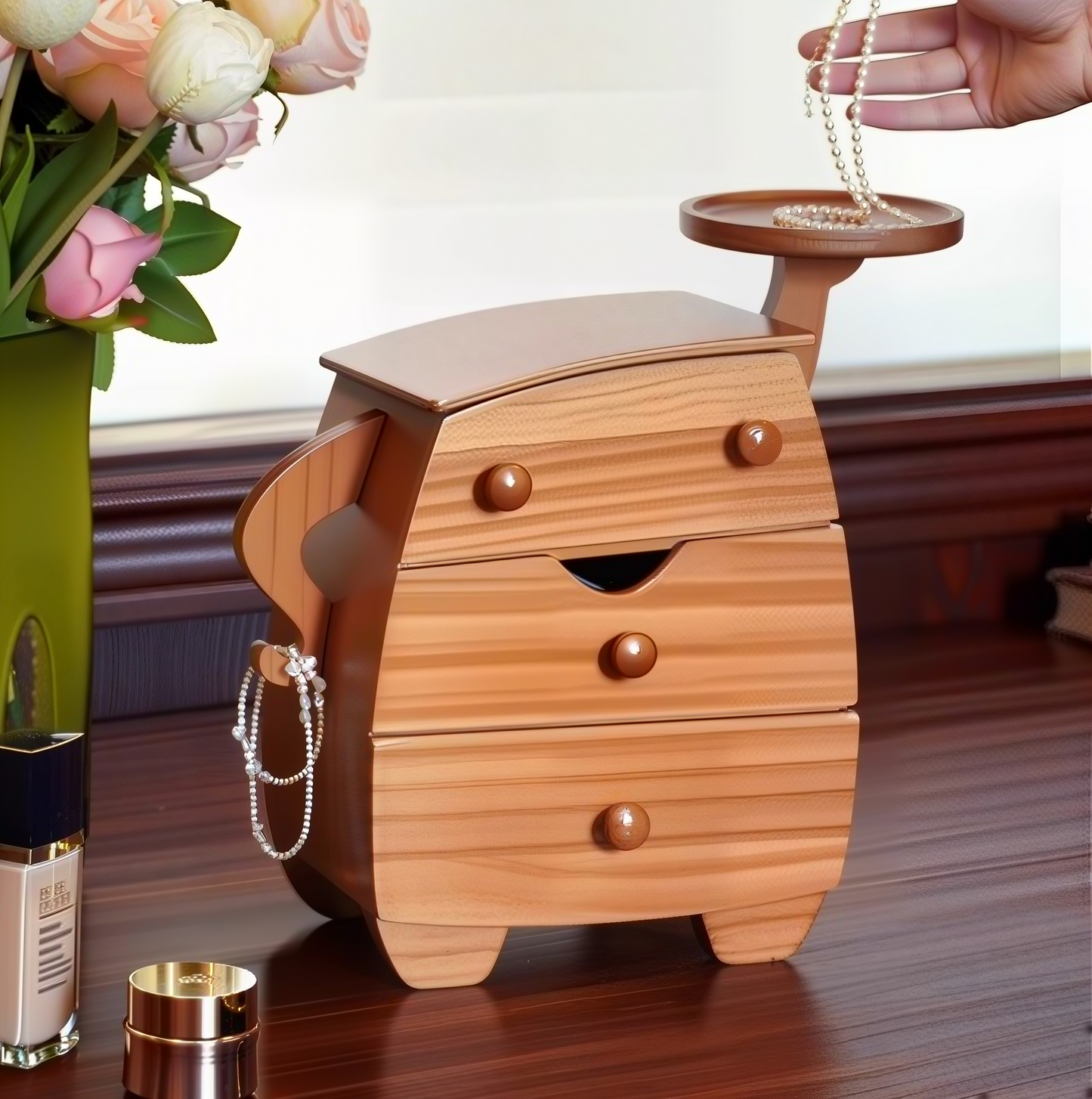 Cute Solid Wood Jewelry Organizer Box