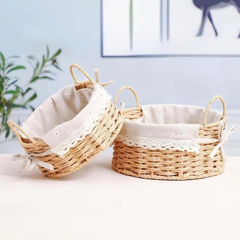 Beige Paper Rope Storage Basket
