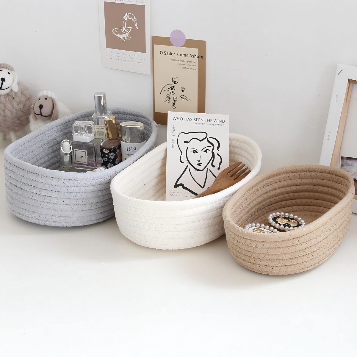 Cotton Rope Storage Baskets -Gray Set of 3