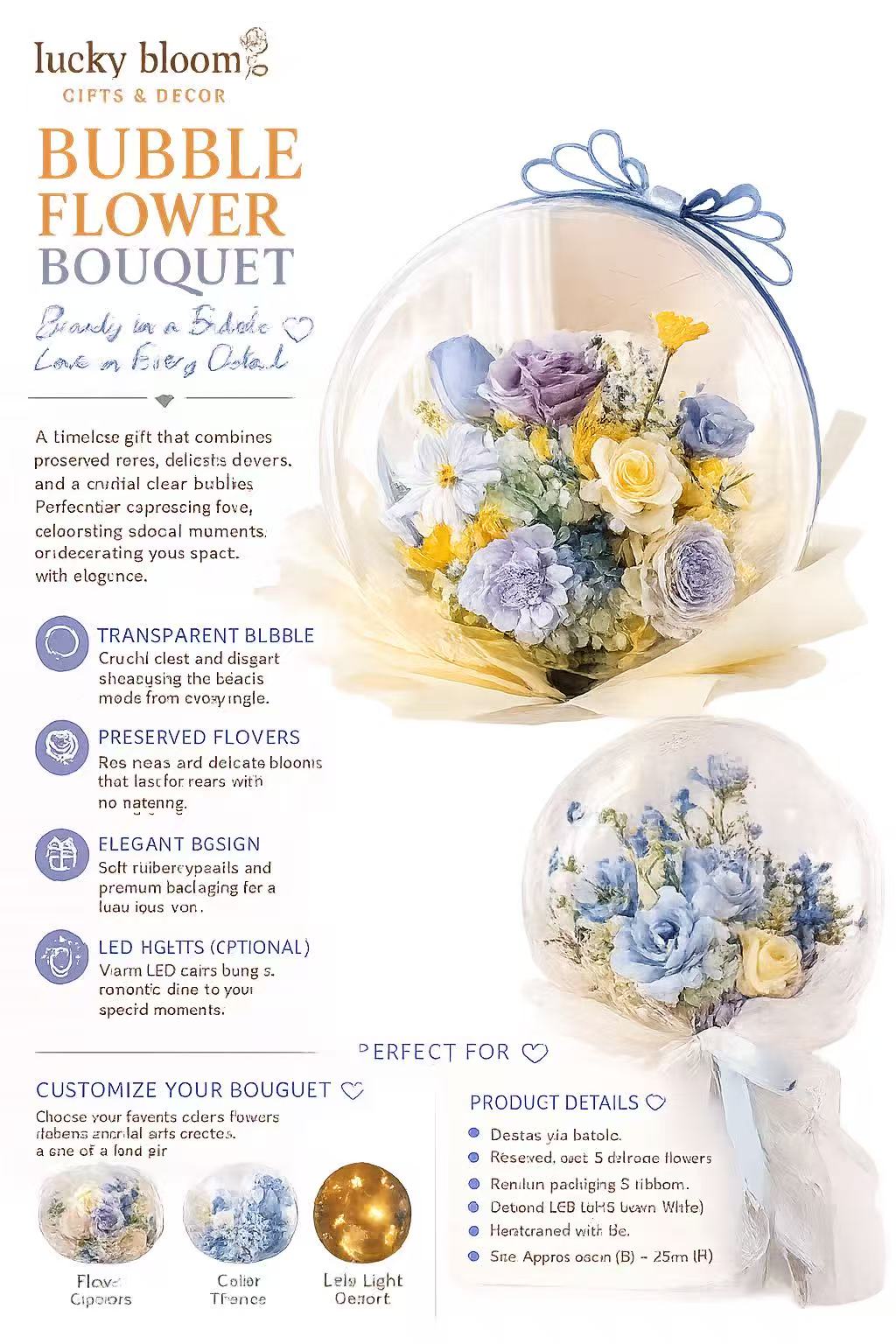 Custom Bubble Flower Bouquet Gift Box