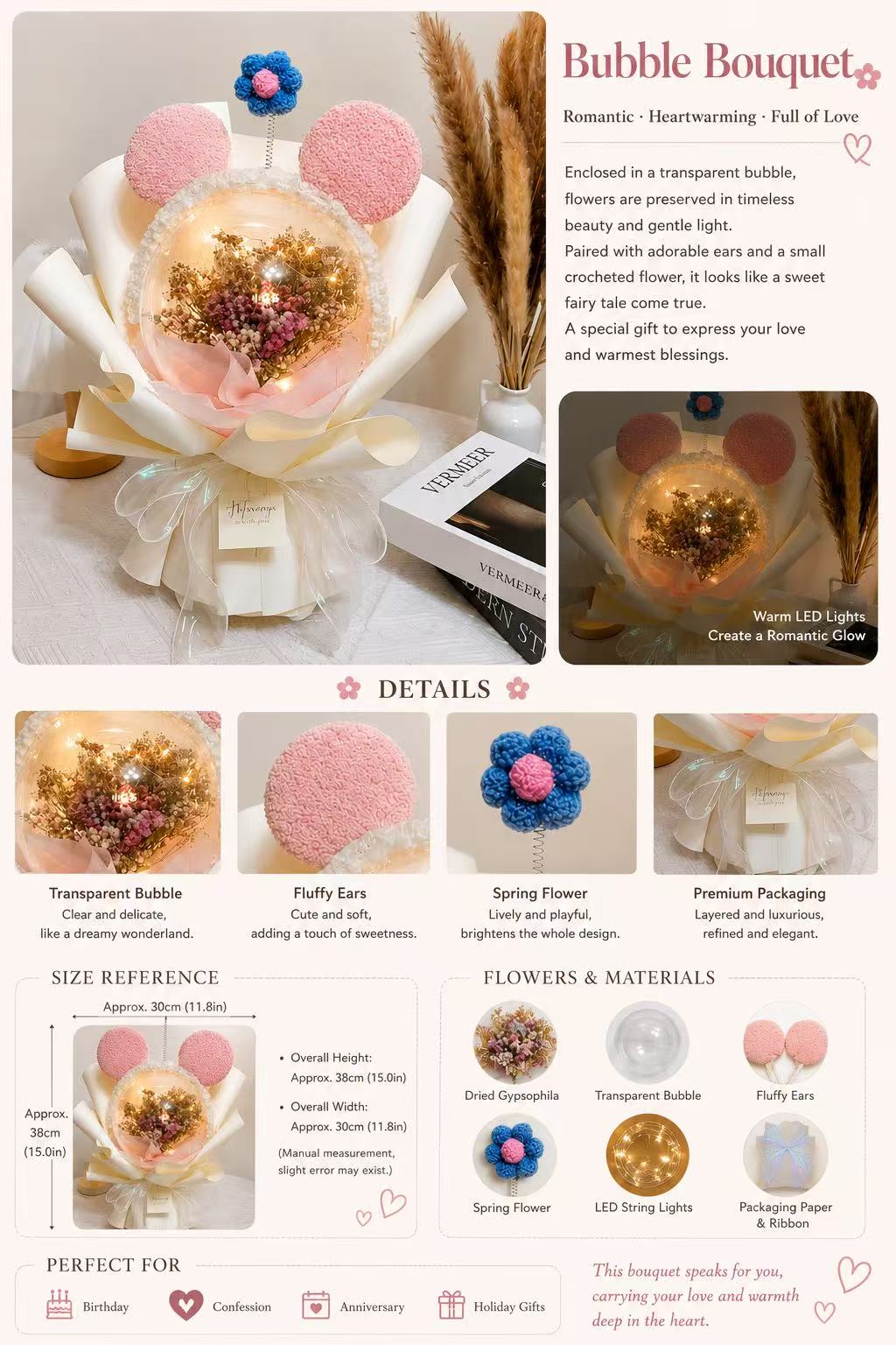Custom Bubble Flower Bouquet Gift Box