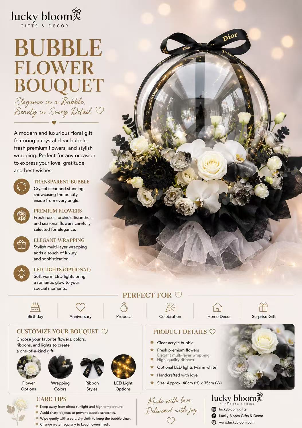 Midnight Black Bubble Bouquet