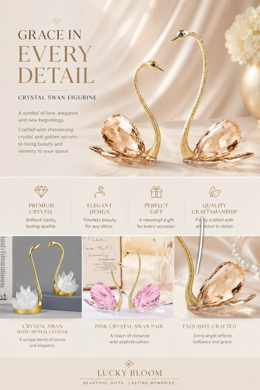 Crystal Swan Figurines