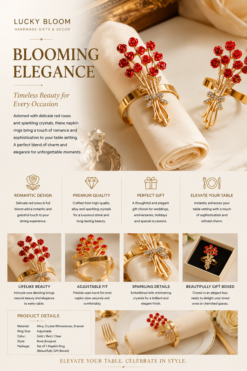 Rose Bouquet Napkin Ring