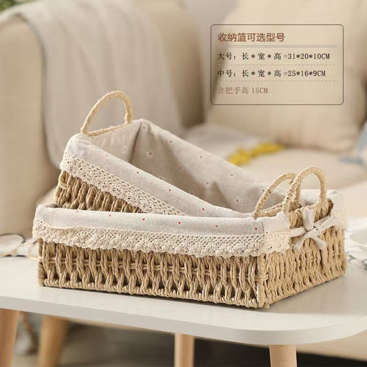 Rectangular Paper Rope Storage Baskets - Set of 2