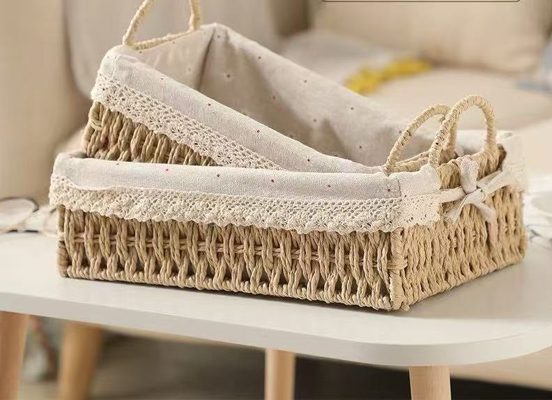 Rectangular Paper Rope Storage Baskets - Set of 2