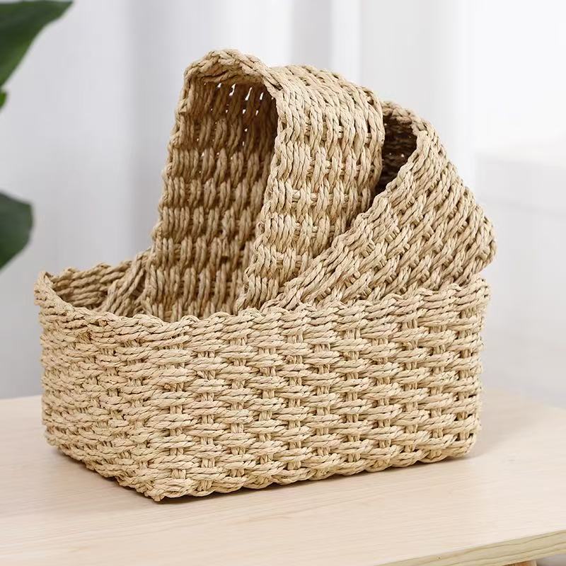 Rectangular Paper Rope Storage Basket