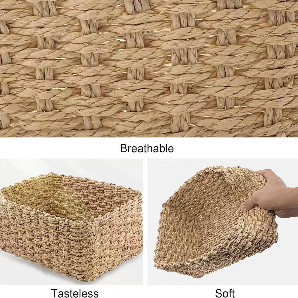 Rectangular Paper Rope Storage Basket