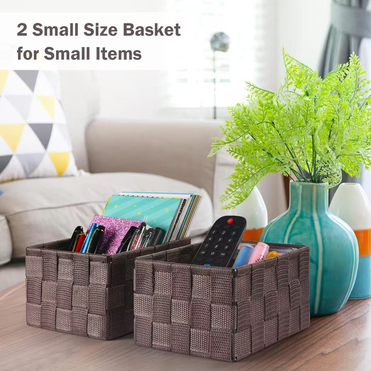 Woven Storage Boxes with Lids  Set of 5