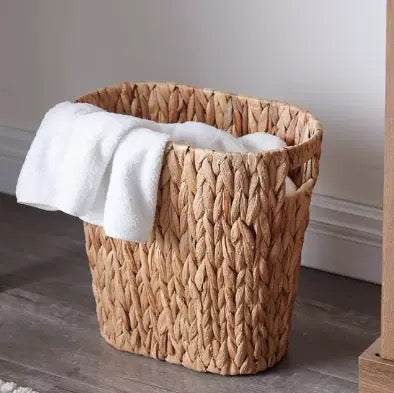 Oval Faux-Rattan Wastebasket
