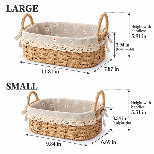 Beige Oval Paper Rope Storage Baskets - Set of 2
