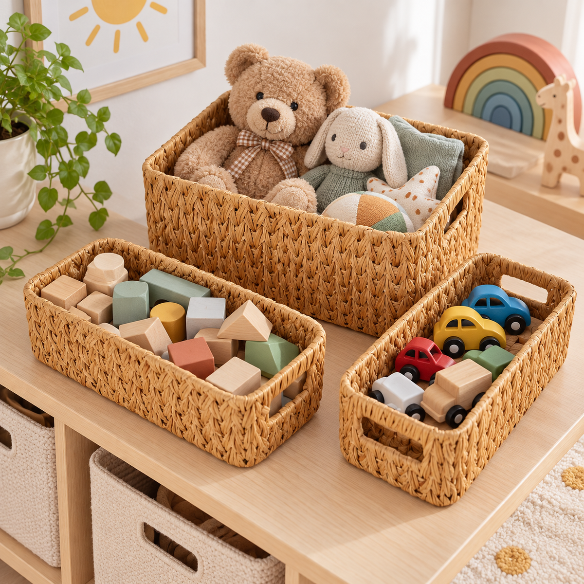 Two-Piece Gray Storage Basket Set  - 2ps