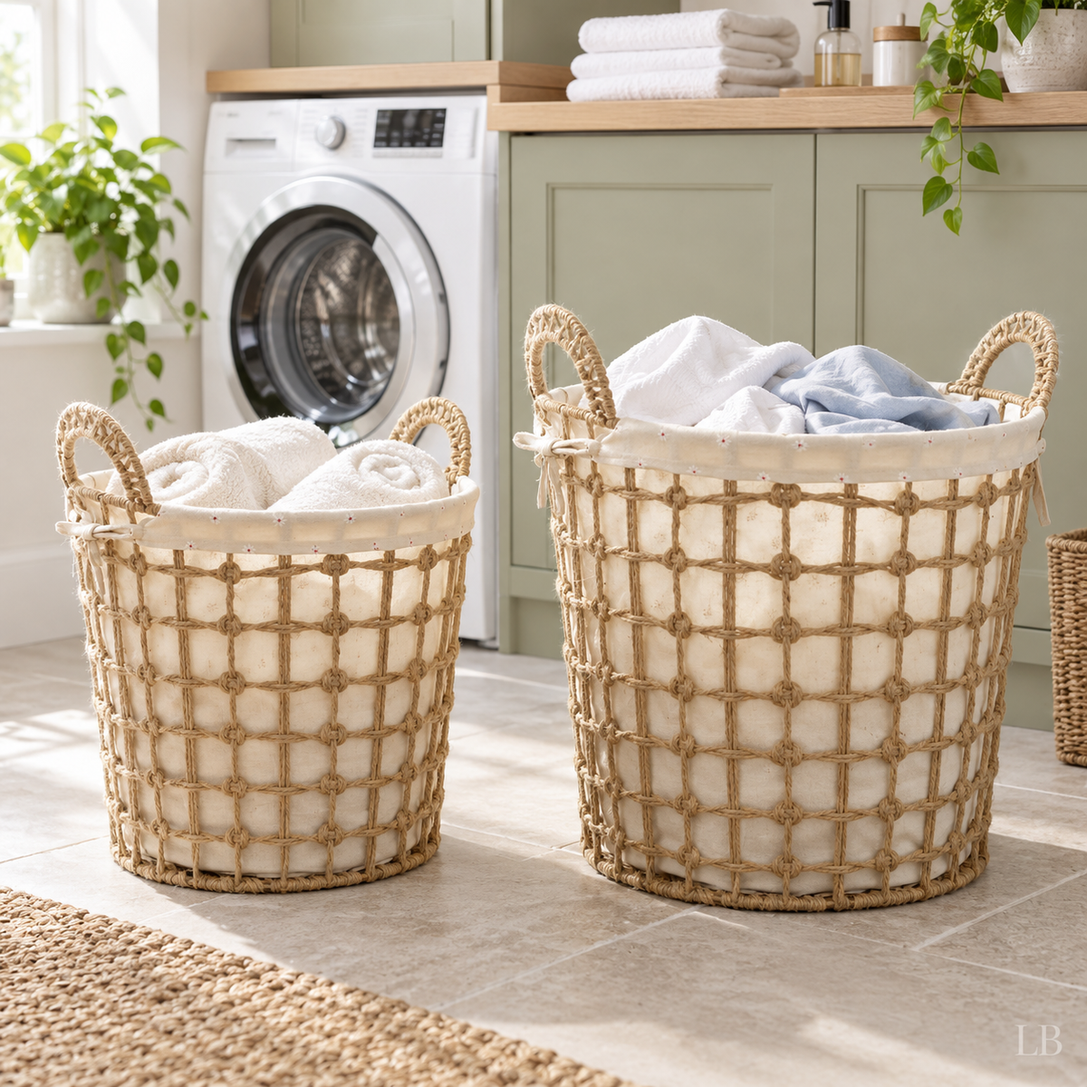 Round Woven Laundry Baskets - Set of 3