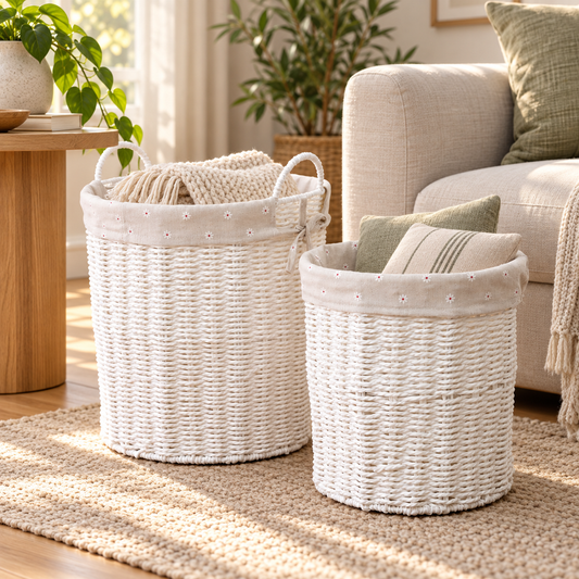 Large Round Paper Rope Storage Basket