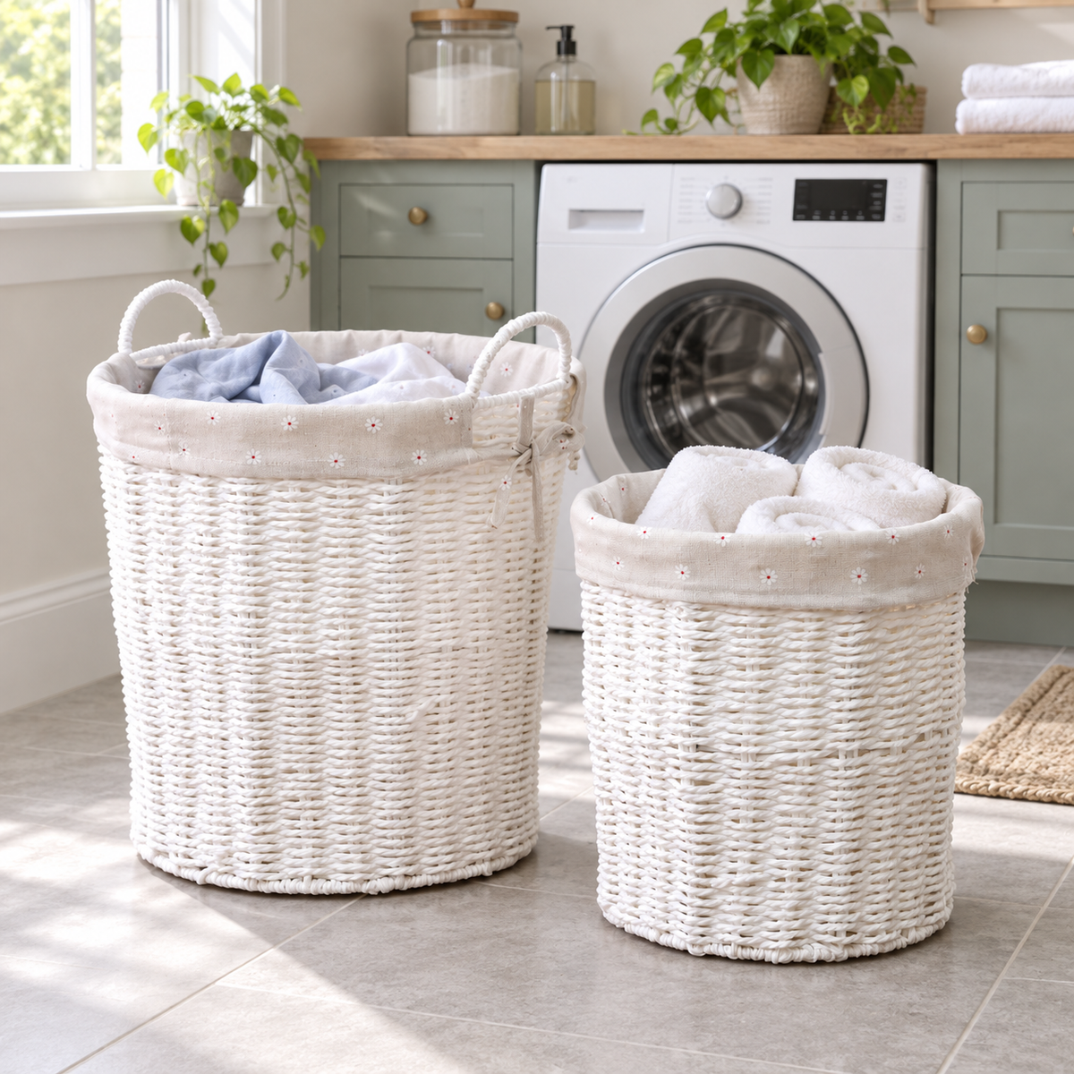 Large Round Paper Rope Storage Basket