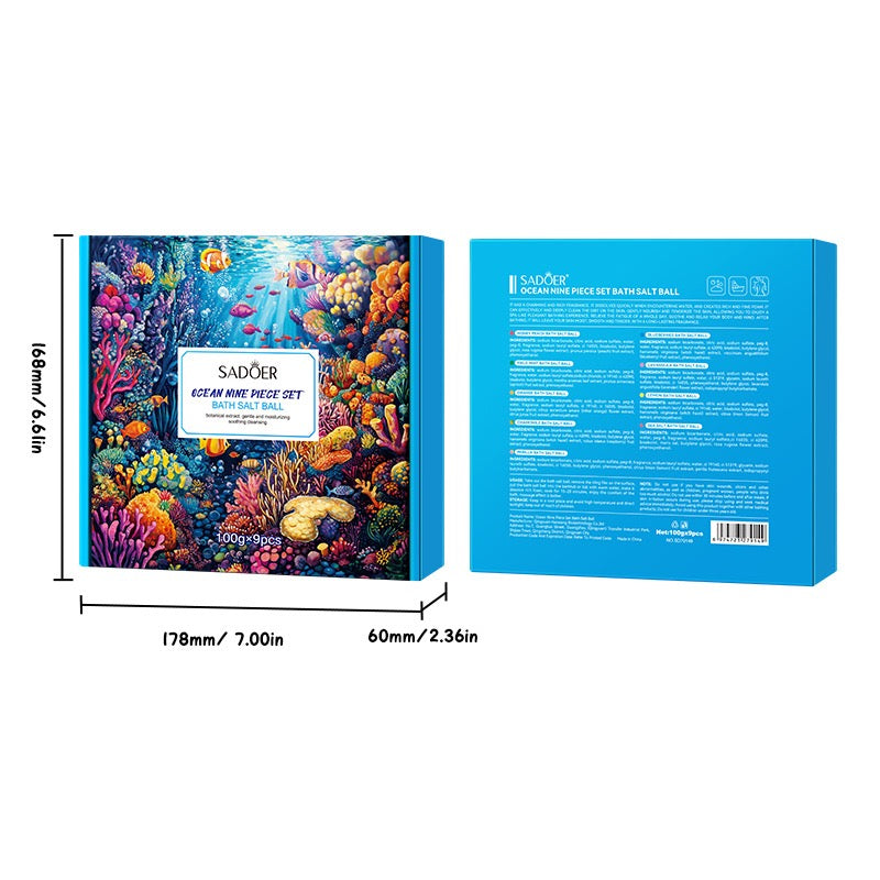SADOER Ocean-Inspired Bath Bomb Gift Set – 9 × 100g