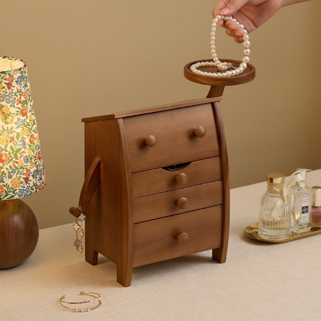 Rounded Pine Jewelry Organizer in Gift Box