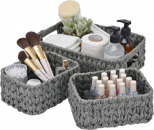 Large Faux-Rattan Storage Basket-3-Piece Set