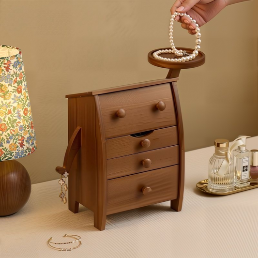 Cute Cartoon Pine Wood Jewelry Box