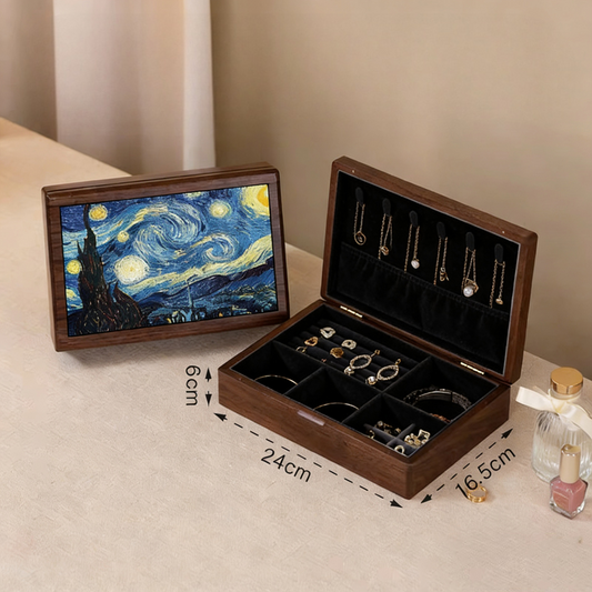 Walnut Wood Starry Night Jewelry Box