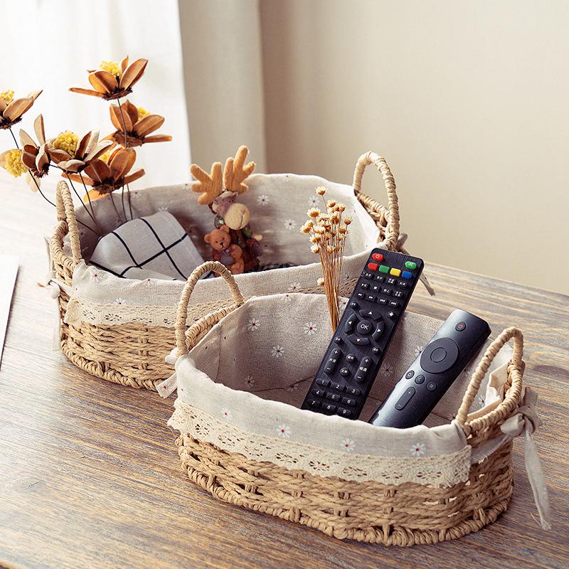 Beige Oval Paper Rope Storage Baskets - Set of 2